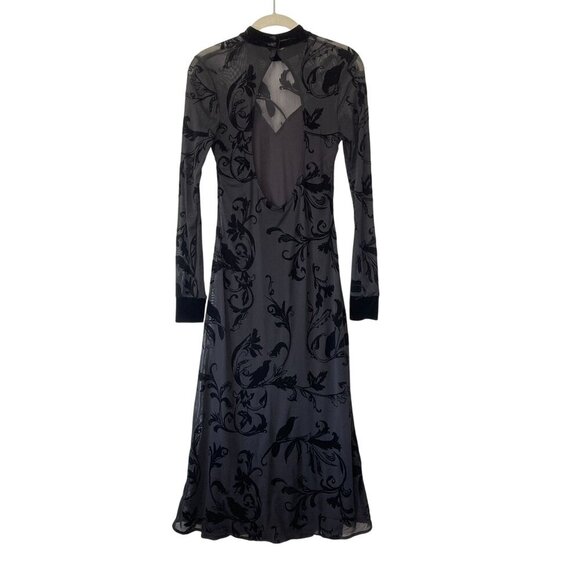 Kimchi Blue S Salem Velvet Burnout Midi Dress Sheer Open Back Whimsigoth Y2K - Picture 4 of 13